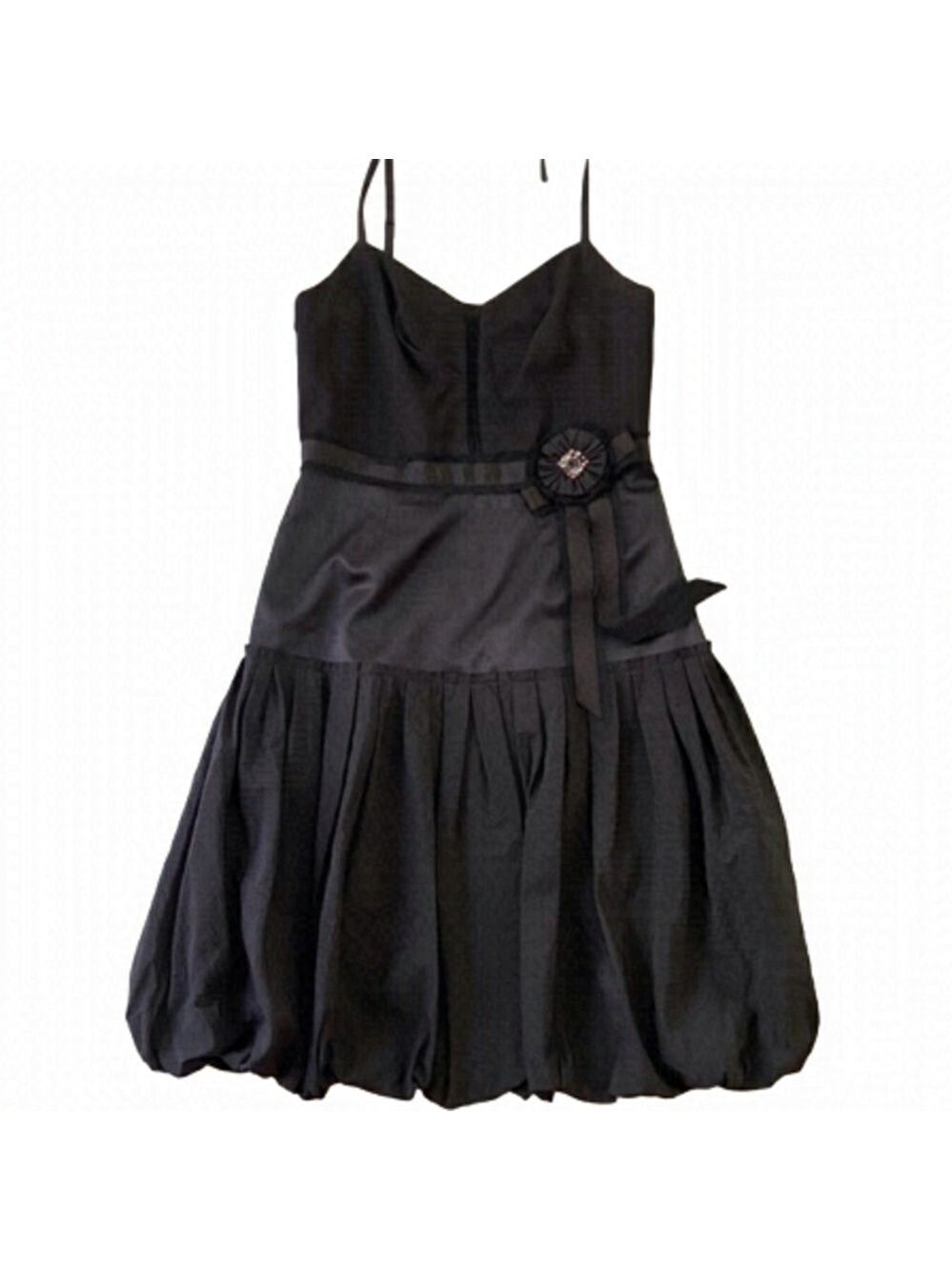 Stunning Kay Unger 100% silk dress black dress jewels crustal Bubble hem size 10